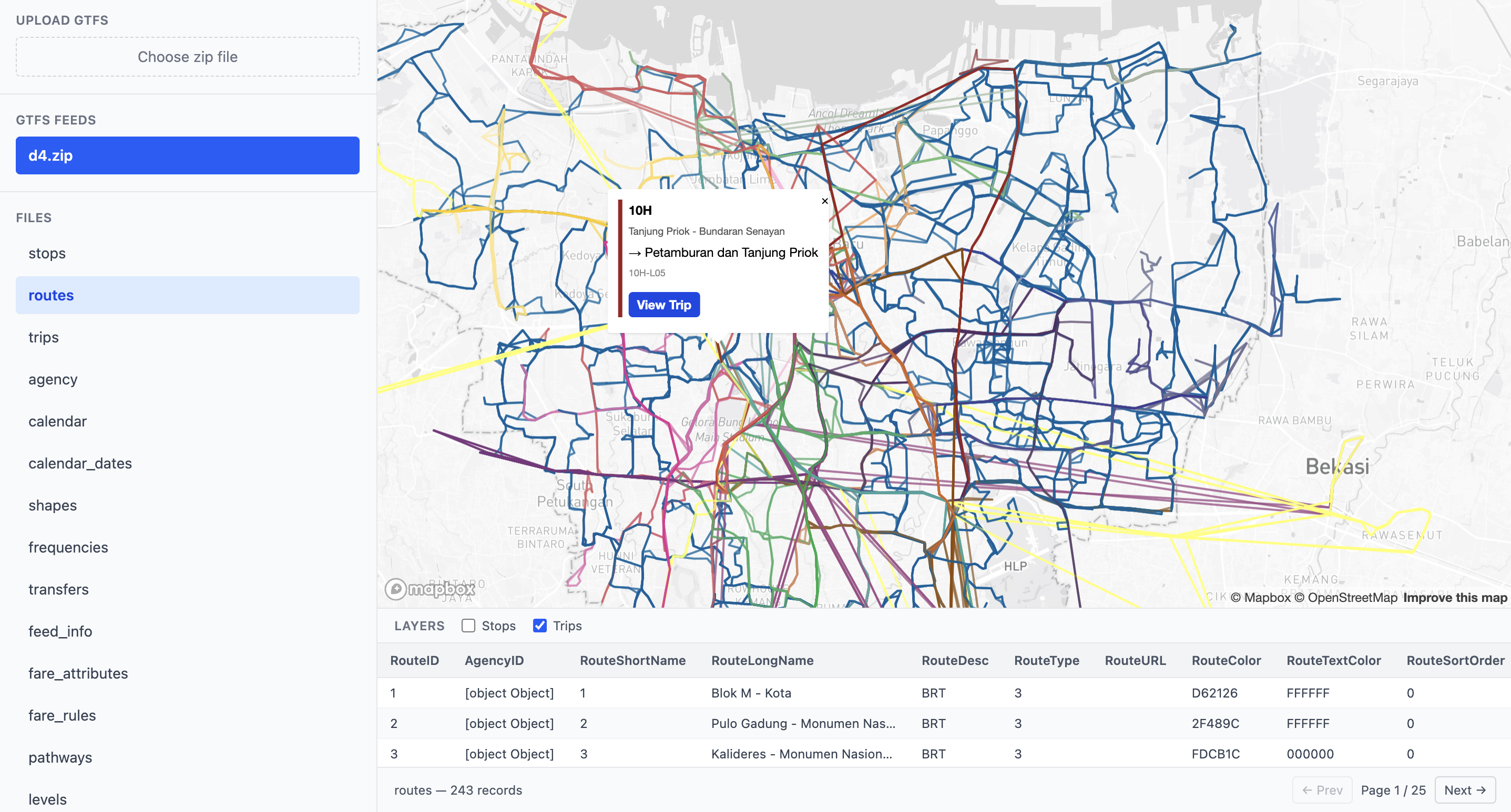 GTFS Viewer screenshot